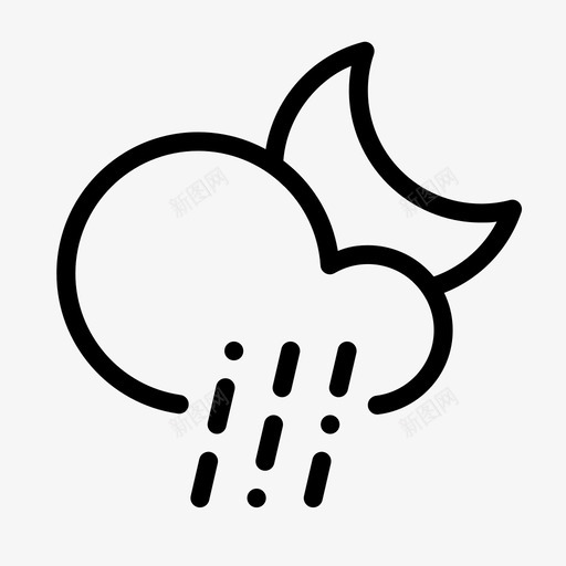夜间雨夹雪云黑暗图标svg_新图网 https://ixintu.com 云 冰 冰雹 夜间雨夹雪 天气 平滑的天气 月亮 雨 黑暗