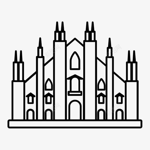 米兰大教堂大厦哥特式图标svg_新图网 https://ixintu.com 佛罗伦萨 哥特式 城堡 大厦 大教堂 建筑 教堂 米兰 米兰大教堂