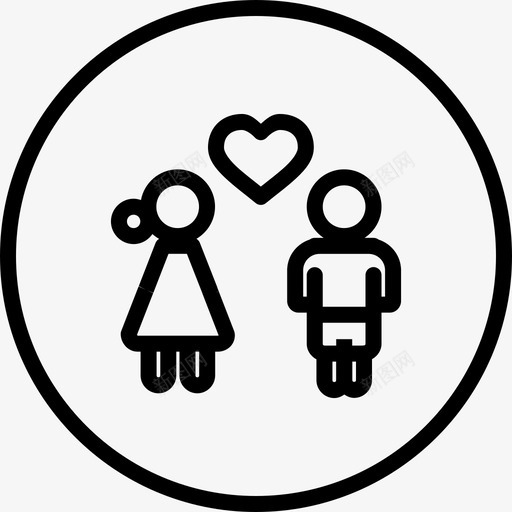 情侣情人节圆形线条图标svg_新图网 https://ixintu.com 情人节圆形线条 情侣