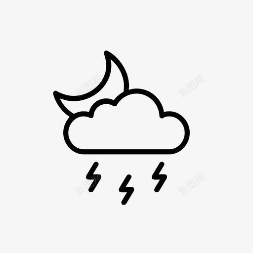 夜闪电明亮云图标svg_新图网 https://ixintu.com 云 夜闪电 天气 天空 怎么样的天气 明亮 月亮 雾 风暴