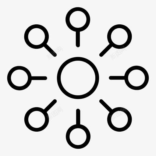 计划组织节点图标svg_新图网 https://ixintu.com 信息 头脑风暴 思维导图 数据 社交圈 组 组织 细线 节点 计划 链接