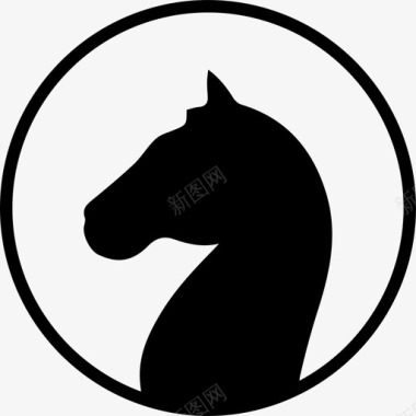 马头黑色形状朝左内有圆形轮廓图标图标