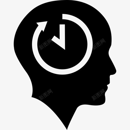 光头里面有时间符号生意图标svg_新图网 https://ixintu.com 光头 生意 里面有时间符号