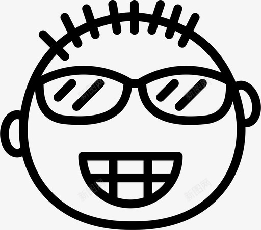 得意微笑开心图标svg_新图网 https://ixintu.com 咧嘴笑 开心 得意 微笑 感觉 漂亮图标表情符号轮廓 牙齿 男孩 眼镜 脸 表情符号