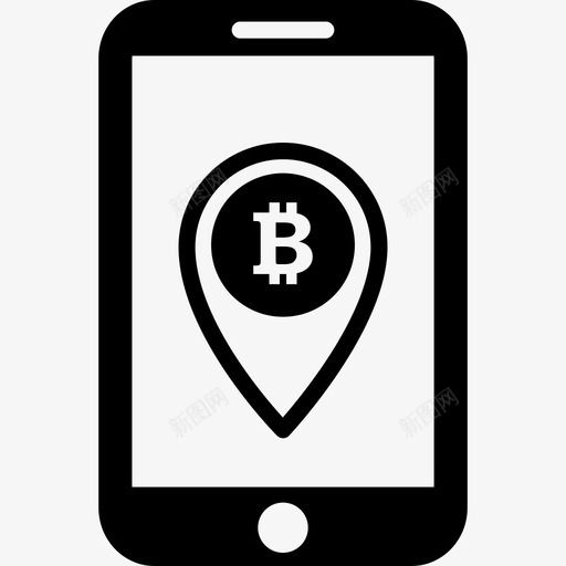 屏幕上有占位符符号地图和旗帜的比特币手机图标svg_新图网 https://ixintu.com 地图和旗帜的比特币手机 屏幕上有占位符符号
