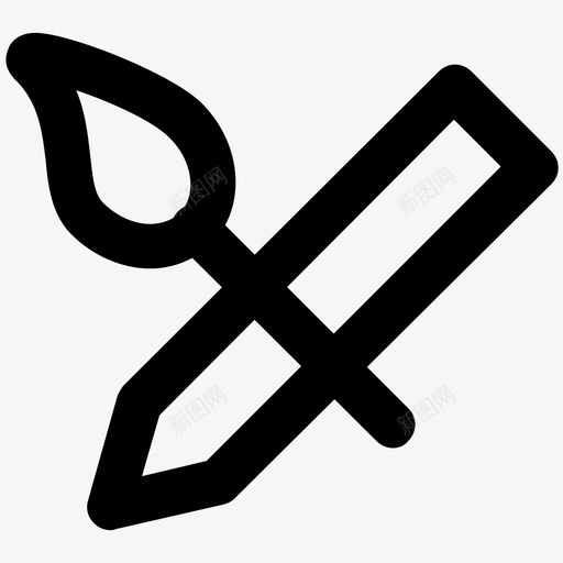 刷子和铅笔衣服上的粗线条图标svg_新图网 https://ixintu.com 刷子和铅笔 衣服上的粗线条图标