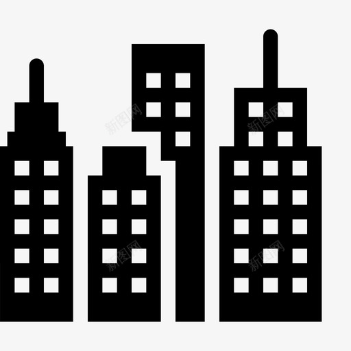 天际线州摩天大楼图标svg_新图网 https://ixintu.com 城市 城镇 天际线 州 建筑 摩天大楼 湖泊 纽约 轮廓