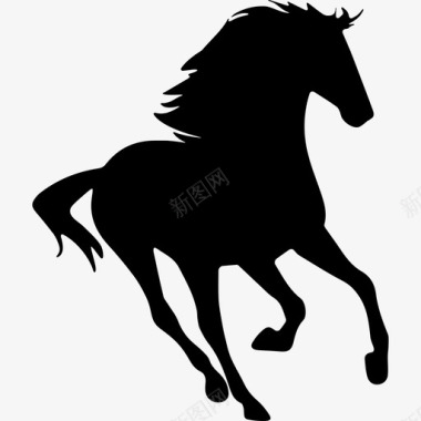 马奔跑的侧影面向右边动物马图标图标