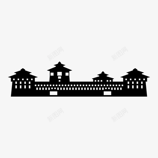 塔什霍德宗寺庙神殿图标svg_新图网 https://ixintu.com 不丹 亚洲 亚洲首都 佛教 地标 塔什霍德宗 寺庙 寺院 廷布 建筑 神殿 要塞