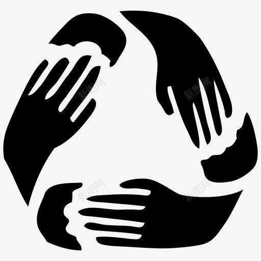 回收手还原再利用图标svg_新图网 https://ixintu.com 三角形 修复 再利用 再加工 回收 回收手 地球日回收 有机 还原 顺时针
