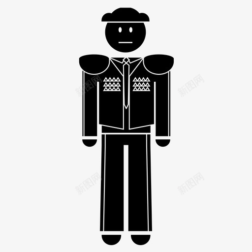 斗牛士传统西服图标svg_新图网 https://ixintu.com 传统 公牛 典型的西班牙服装 动物 征服者 斗牛场 斗牛士 斗篷 西服 西班牙