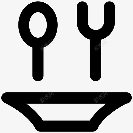 桌子设置勺子餐厅图标svg_新图网 https://ixintu.com 刀 勺子 叉 庆祝和派对粗体线图标 放置 桌子设置 盘子 适当的 餐具 餐厅