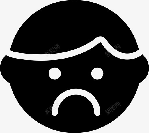 悲伤不安表情图标svg_新图网 https://ixintu.com 不安 向下 垃圾 悲伤 男孩 表情 表情符号
