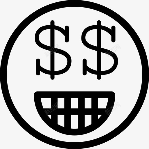 金钱美元符号表情符号图标svg_新图网 https://ixintu.com 兴奋 咧嘴笑 富有 感觉 漂亮图标表情概述 符号 美元符号 脸 表情符号 金钱