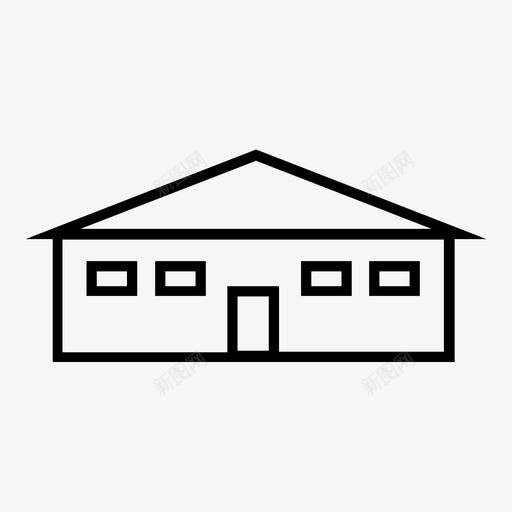 长屋面积建筑图标svg_新图网 https://ixintu.com 住宅 平房 庇护所 建筑 房屋 空间 长屋 面积