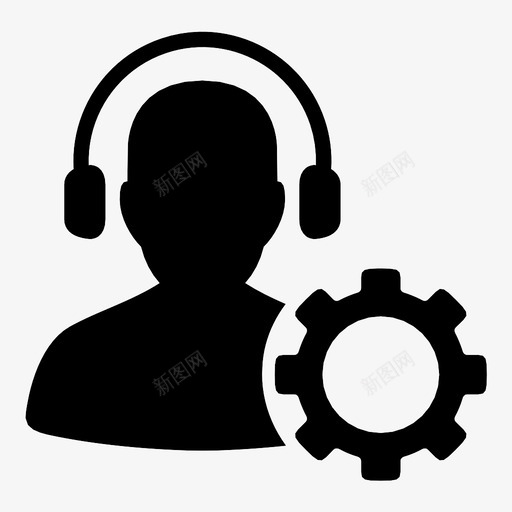 操作员设置人员在线支持图标svg_新图网 https://ixintu.com cog 人员 呼叫中心 在线支持 头电话 操作员设置 用户 紧急情况 配置 齿轮