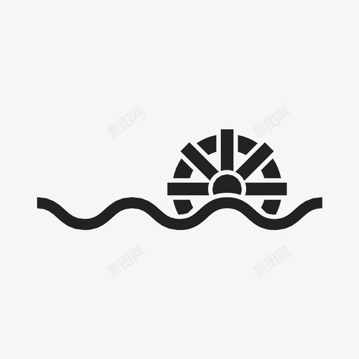 水磨绿色电力水轮图标svg_新图网 https://ixintu.com 发电 水力 水电 水磨 水轮 河流 绿色电力