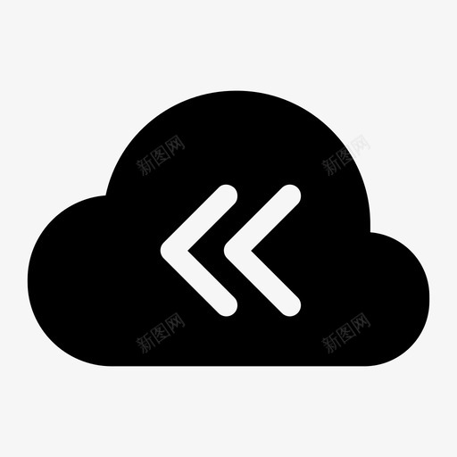 云回放云向后平移图标svg_新图网 https://ixintu.com 上一个 云后退 云向后 云回放 云播放 云移动 偏移 反转 平移 移动
