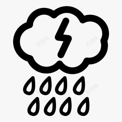 风暴云天气预报水图标svg_新图网 https://ixintu.com 天气预报 水 潮湿 闪电 雨 风暴云 黑暗