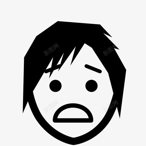 沮丧震惊害怕图标svg_新图网 https://ixintu.com 不高兴 关心 害怕 性格 情绪 沮丧 皱眉 眉毛 脸 震惊