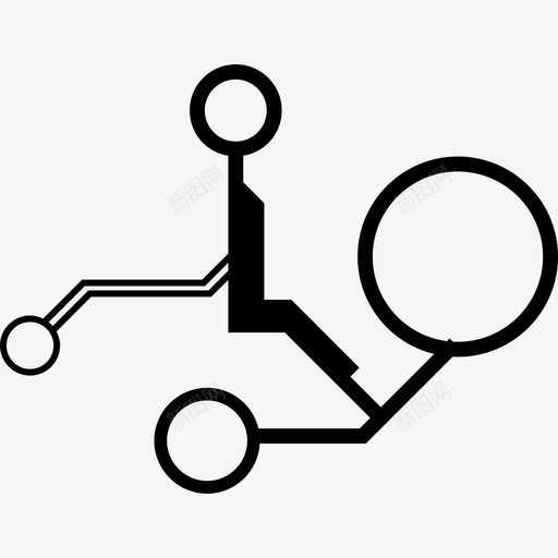 用细线技术电子元件连接的圆形电子电路详图图标svg_新图网 https://ixintu.com 技术 用细线 电子元件连接的圆形电子电路详图