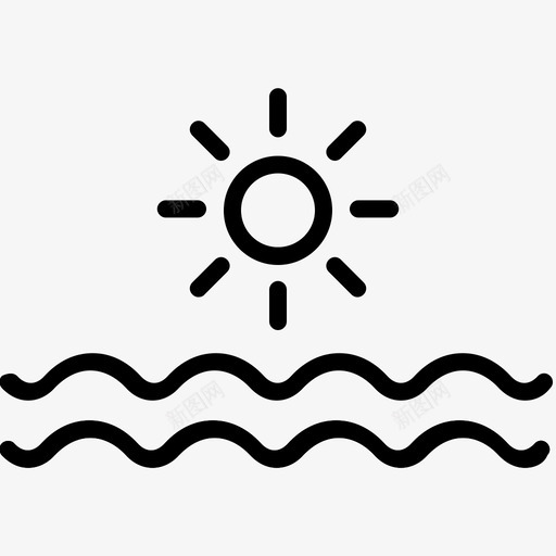 海滩夏季线图标svg_新图网 https://ixintu.com 夏季矢量线图标 海滩