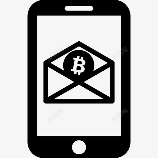 通过移动电话商务发送比特币电子邮件图标svg_新图网 https://ixintu.com 商务发送比特币电子邮件 通过移动电话