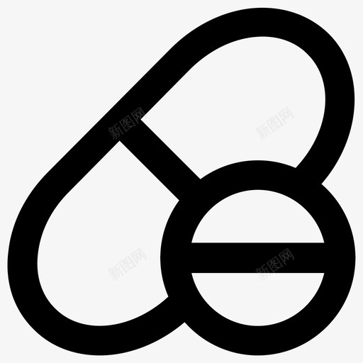 药丸胶囊药物图标svg_新图网 https://ixintu.com 健康粗体线图标 对象 材料 物品 胶囊 药丸 药物