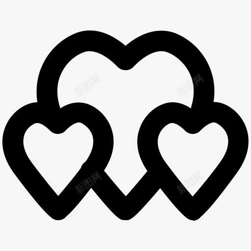 三颗心爱和浪漫大胆的线图标svg_新图网 https://ixintu.com 三颗心 爱和浪漫大胆的线图标
