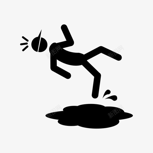 湿地板危险绊倒慢行图标svg_新图网 https://ixintu.com 健康 安全和环境图标 小心 慢行 打滑 摔倒 注意 湿地板危险 滑倒 滑行 绊倒