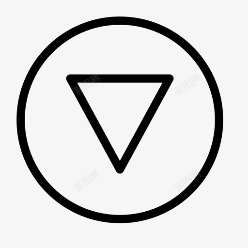 向下瞄准箭头图标svg_新图网 https://ixintu.com 下载 前进 向下 平滑线箭头 底部 方向 点 瞄准 移动 箭头