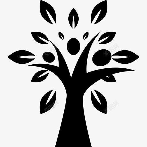 树形有叶自然图标svg_新图网 https://ixintu.com 树形有叶 自然