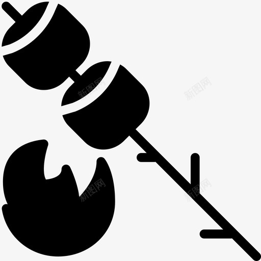棉花糖棍子串图标svg_新图网 https://ixintu.com 串 户外 户外固体 棉花糖 棍子 棕色 烤肉 烹饪 燃烧 自然 野生
