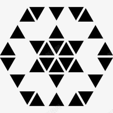 多边形六边形装饰物由小三角形组成一个六角星和一个六边形图标图标