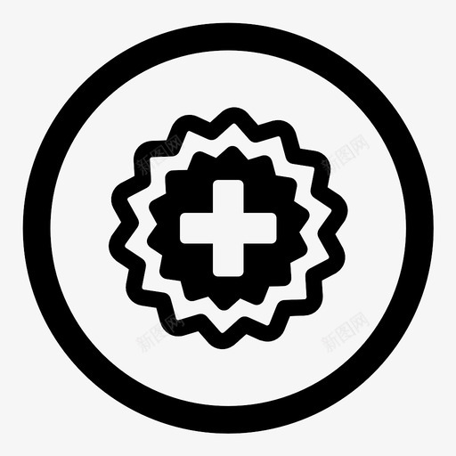 医疗十字印章邮资图标svg_新图网 https://ixintu.com 医学 医学符号 医疗保健 医疗十字 印章 治疗 药剂学 认证 邮资