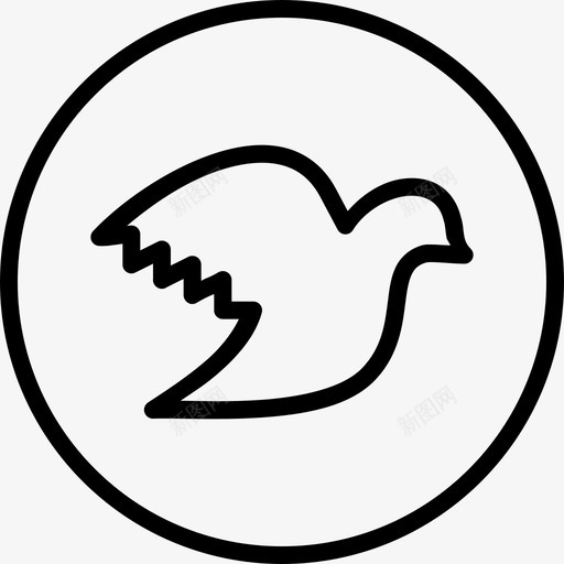 小鸟情人节圆形线条图标svg_新图网 https://ixintu.com 小鸟 情人节圆形线条