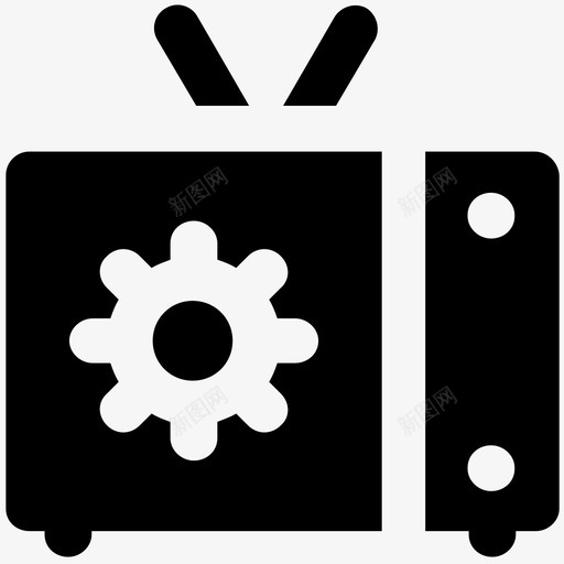 电视设置电子设备粗体实心图标svg_新图网 https://ixintu.com 电子设备 电视设置 粗体实心图标