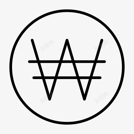 韩元硬币货币韩文图标svg_新图网 https://ixintu.com 商业 现金 芯片 著名图标瘦 货币 铜币 韩元硬币 韩元符号 韩文