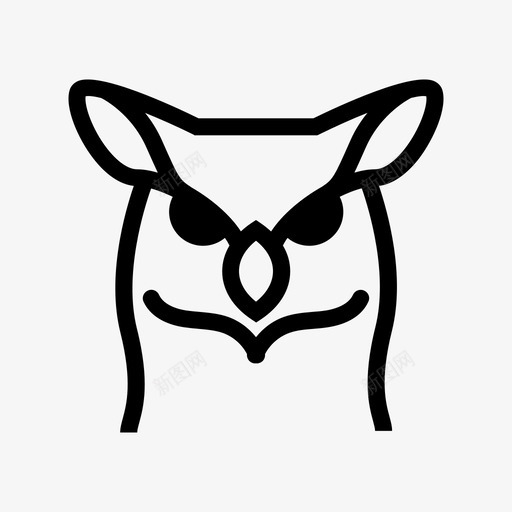 猫头鹰动物和鸟线图标svg_新图网 https://ixintu.com 动物和鸟线图标 猫头鹰