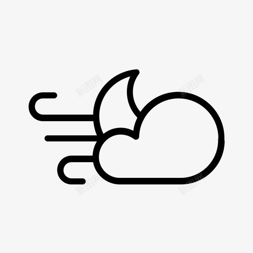 多风的夜晚天气月亮图标svg_新图网 https://ixintu.com 多云 多风的夜晚 天气 月亮 风 黑暗