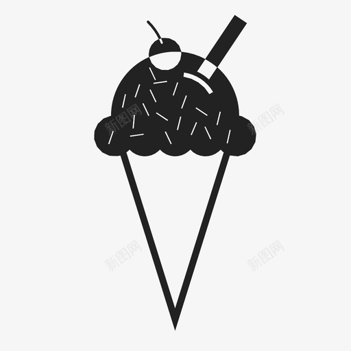 冰激凌蛋卷夏天洒图标svg_新图网 https://ixintu.com 冰激凌蛋卷 冷冻 冷的 夏天 巧克力 樱桃 洒 甜点 甜的 食物