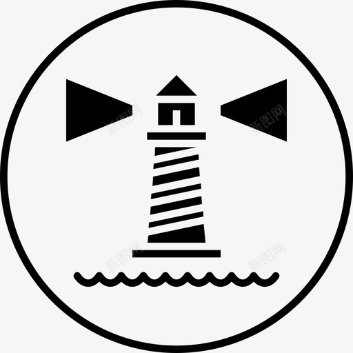 灯塔塔标牌图标svg_新图网 https://ixintu.com 商业金融圆固 塔 标牌 楼房 海 港湾 灯塔 船 远景