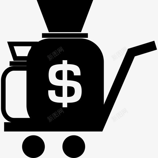 手推车上的钱袋运输工具钱袋1图标svg_新图网 https://ixintu.com 手推车上的钱袋 运输工具 钱袋1