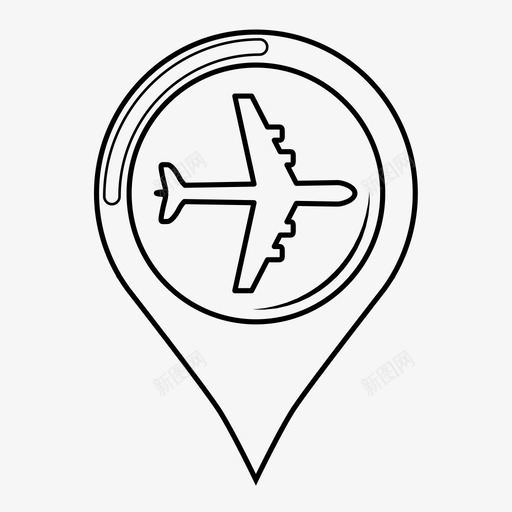 机场运输航站楼图标svg_新图网 https://ixintu.com gps 位置 地图 地图标记1 时刻表 机场 着陆 航班 航站楼 运输 飞机