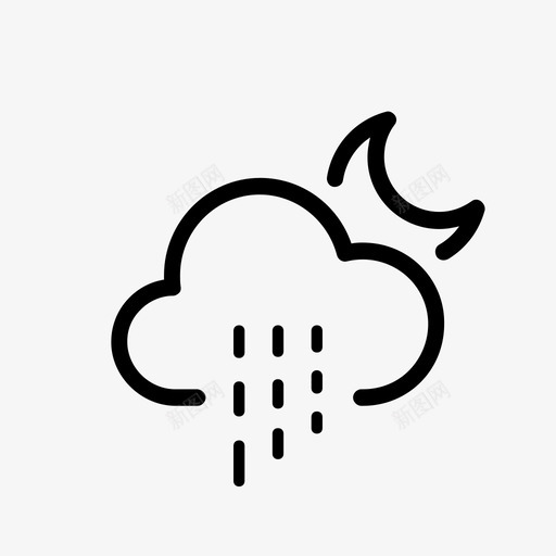 夜雨云暴雨降水图标svg_新图网 https://ixintu.com 多云的夜晚 多云的月亮 夜雨云 天气 暴雨 月光 降水