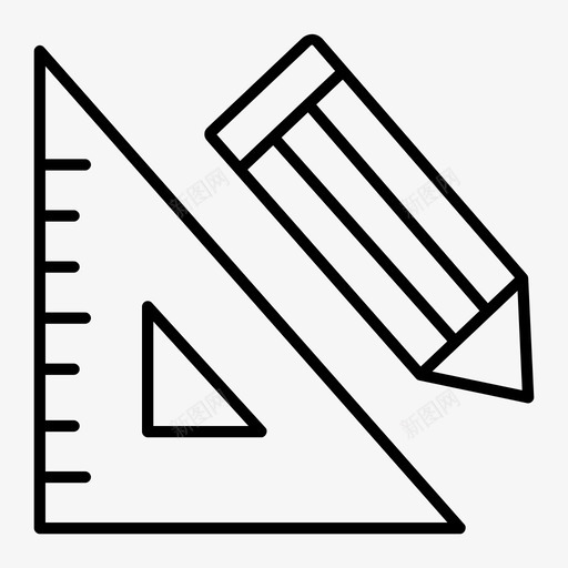 套方铅笔笔直学习用品图标svg_新图网 https://ixintu.com 三角尺 几何 套方铅笔 学习用品 平面图 教育灯 测量 笔直 纸张 绘图