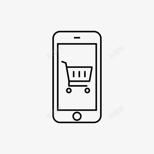 智能手机购物车招牌购物图标svg_新图网 https://ixintu.com 信号 加 招牌 指示 推迟 智能手机1px厚 智能手机购物车 购买 购物 购物篮