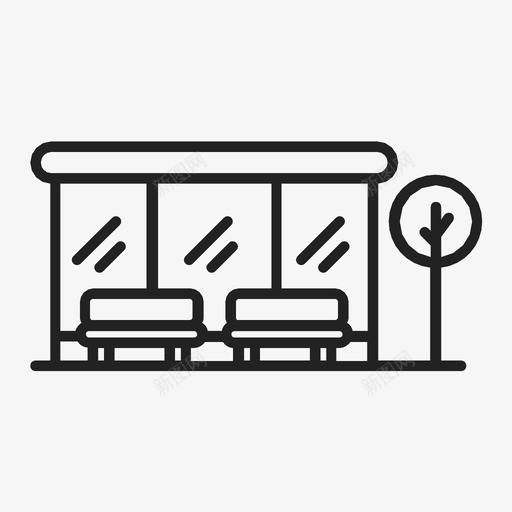 公共汽车站树旅行图标svg_新图网 https://ixintu.com 公共汽车站 出发 到达 旅行 树 等待 车站 长凳