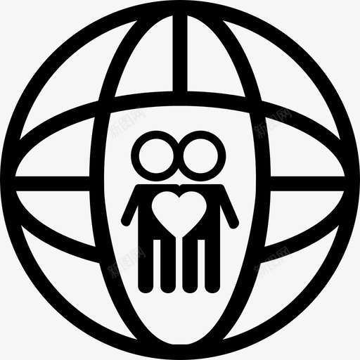 人们在行星网格上与一颗心结合地球的图标svg_新图网 https://ixintu.com 人们在行星网格上与一颗心结合 地球的图标