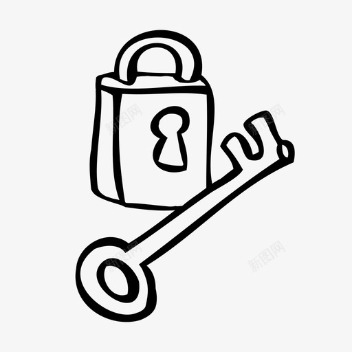 锁和钥匙安全锁图标svg_新图网 https://ixintu.com 准入 婚礼 安全 手绘 控制 进入 锁 锁和钥匙